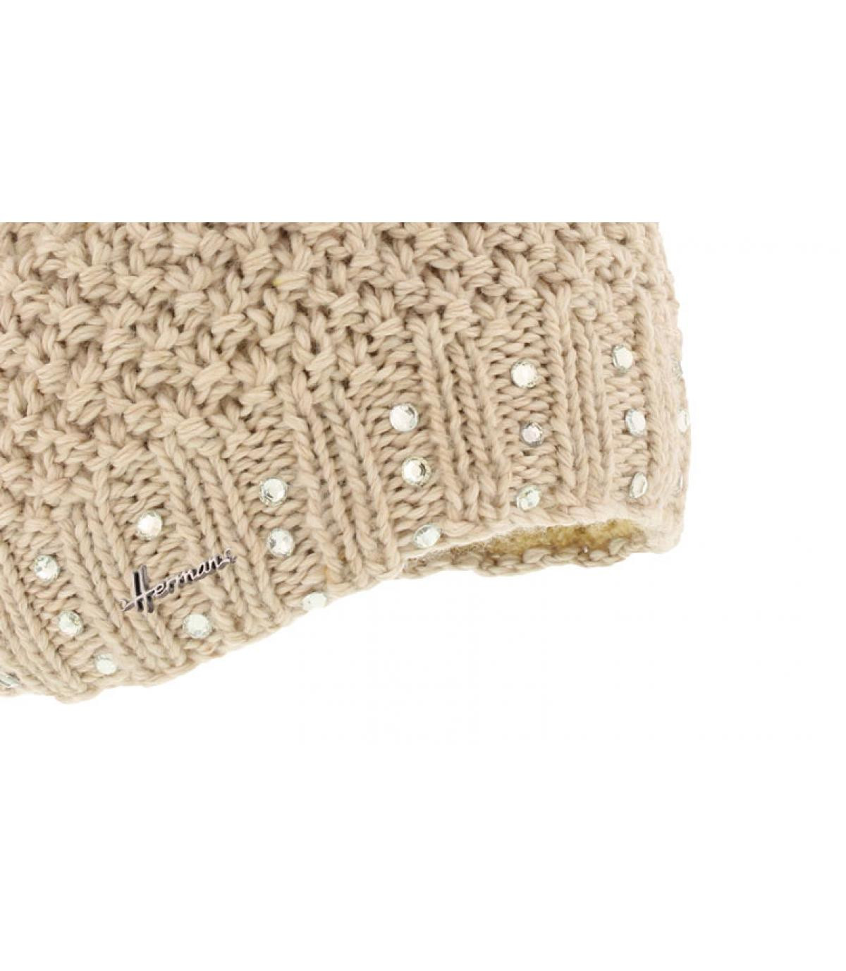 beige child beanie fur pompom